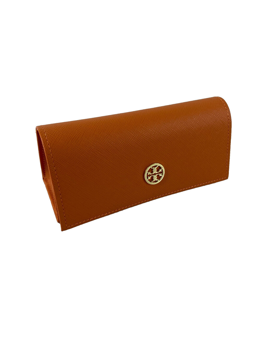 Tory Burch Eyeglass Case Designer Flip Top Sunglass Orange Magnetic Faux Leather